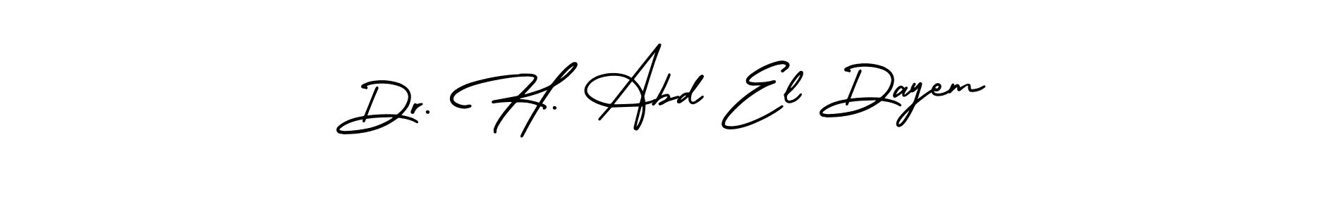 You should practise on your own different ways (AmerikaSignatureDemo-Regular) to write your name (Dr. H. Abd El Dayem) in signature. don't let someone else do it for you. Dr. H. Abd El Dayem signature style 3 images and pictures png