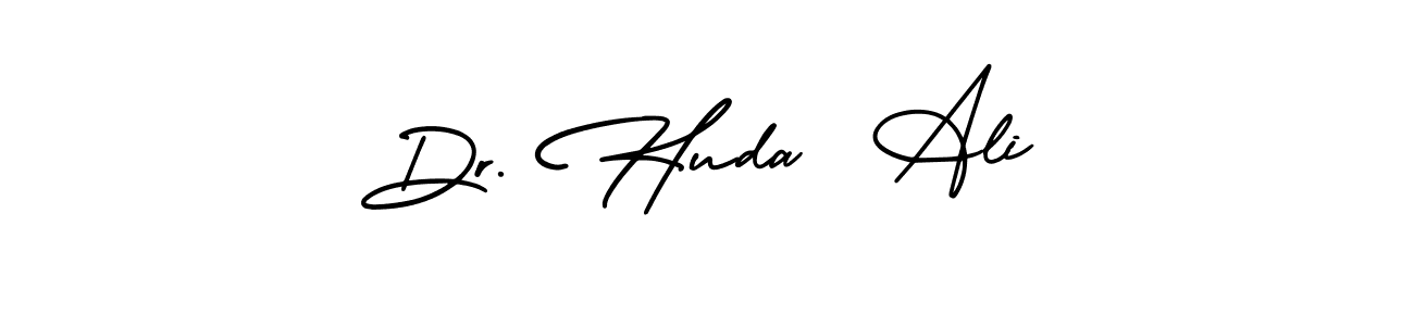 You should practise on your own different ways (AmerikaSignatureDemo-Regular) to write your name (Dr. Huda  Ali) in signature. don't let someone else do it for you. Dr. Huda  Ali signature style 3 images and pictures png