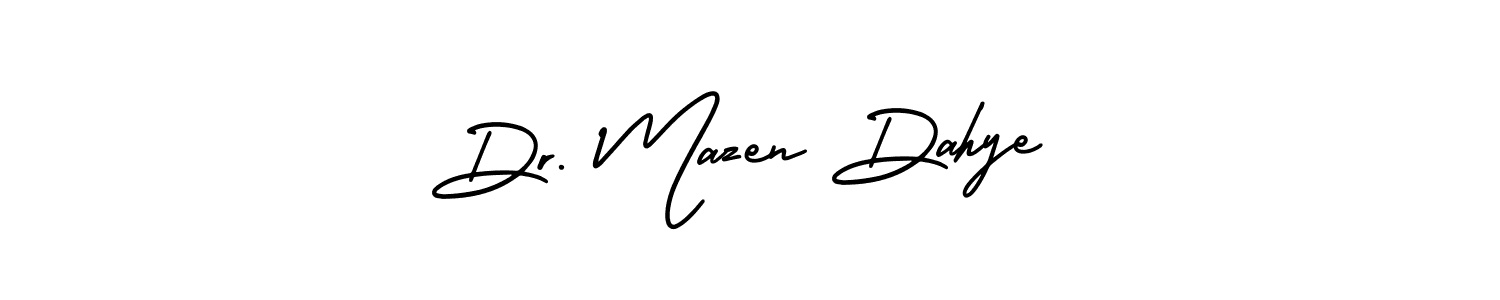 This is the best signature style for the Dr. Mazen Dahye name. Also you like these signature font (AmerikaSignatureDemo-Regular). Mix name signature. Dr. Mazen Dahye signature style 3 images and pictures png