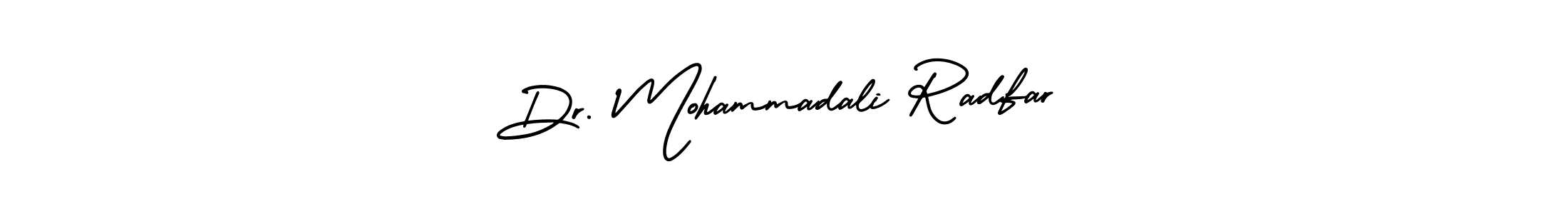 The best way (AmerikaSignatureDemo-Regular) to make a short signature is to pick only two or three words in your name. The name Dr. Mohammadali Radfar include a total of six letters. For converting this name. Dr. Mohammadali Radfar signature style 3 images and pictures png