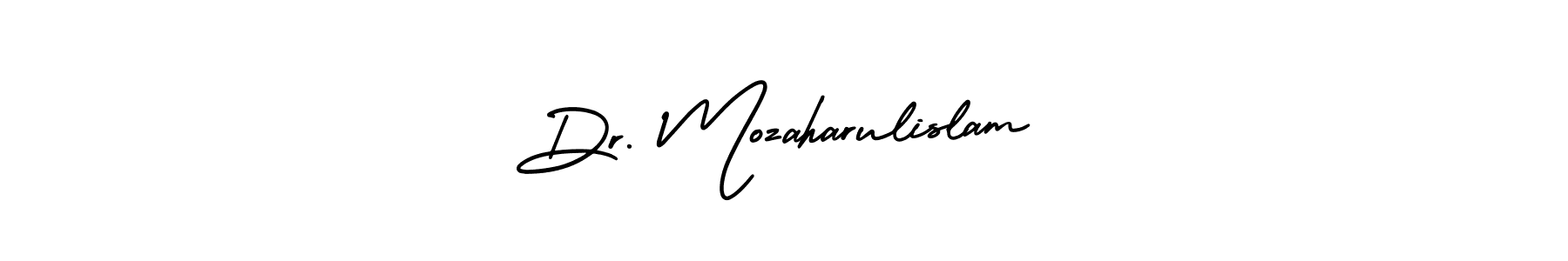 You should practise on your own different ways (AmerikaSignatureDemo-Regular) to write your name (Dr. Mozaharulislam) in signature. don't let someone else do it for you. Dr. Mozaharulislam signature style 3 images and pictures png