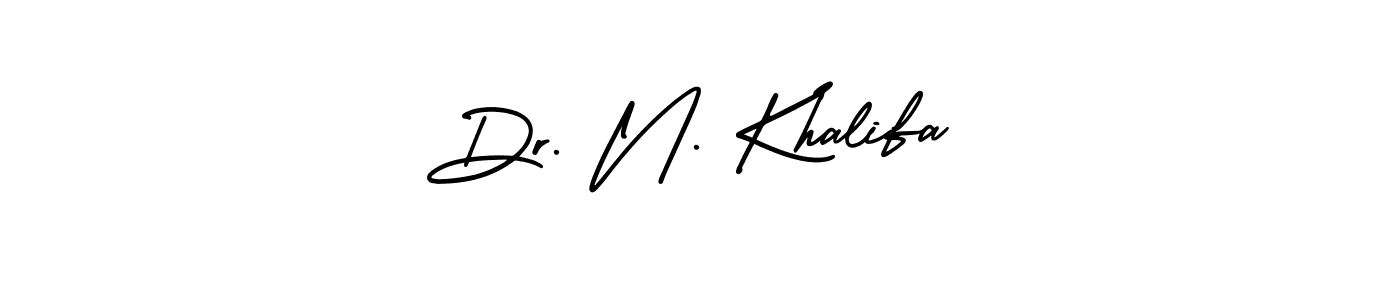 The best way (AmerikaSignatureDemo-Regular) to make a short signature is to pick only two or three words in your name. The name Dr. N. Khalifa include a total of six letters. For converting this name. Dr. N. Khalifa signature style 3 images and pictures png