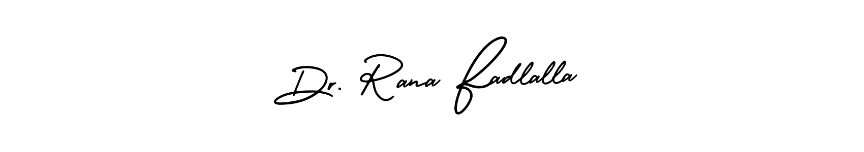 if you are searching for the best signature style for your name Dr. Rana Fadlalla. so please give up your signature search. here we have designed multiple signature styles  using AmerikaSignatureDemo-Regular. Dr. Rana Fadlalla signature style 3 images and pictures png