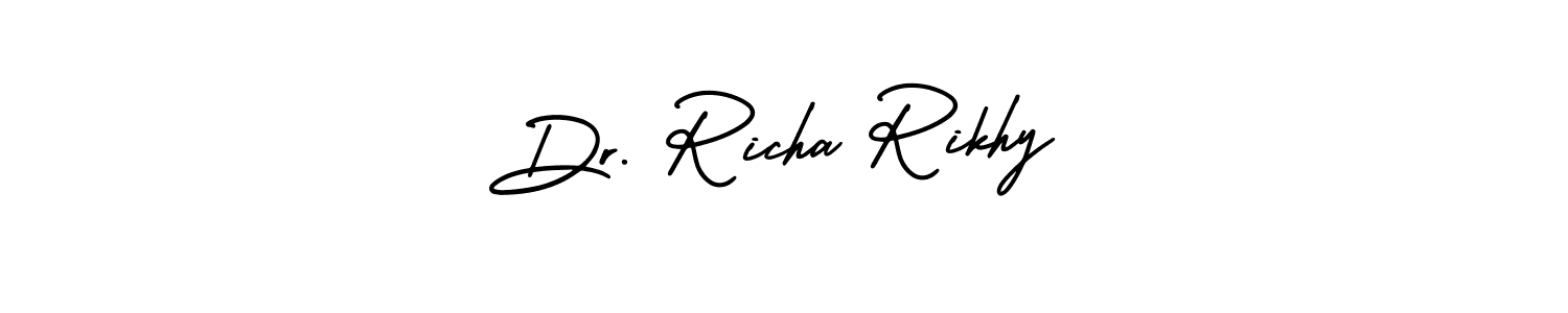 The best way (AmerikaSignatureDemo-Regular) to make a short signature is to pick only two or three words in your name. The name Dr. Richa Rikhy include a total of six letters. For converting this name. Dr. Richa Rikhy signature style 3 images and pictures png