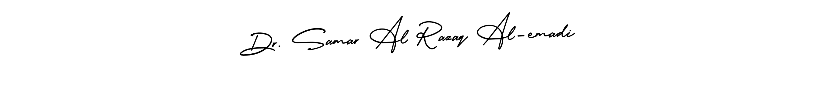 if you are searching for the best signature style for your name Dr. Samar Al Razaq Al-emadi. so please give up your signature search. here we have designed multiple signature styles  using AmerikaSignatureDemo-Regular. Dr. Samar Al Razaq Al-emadi signature style 3 images and pictures png