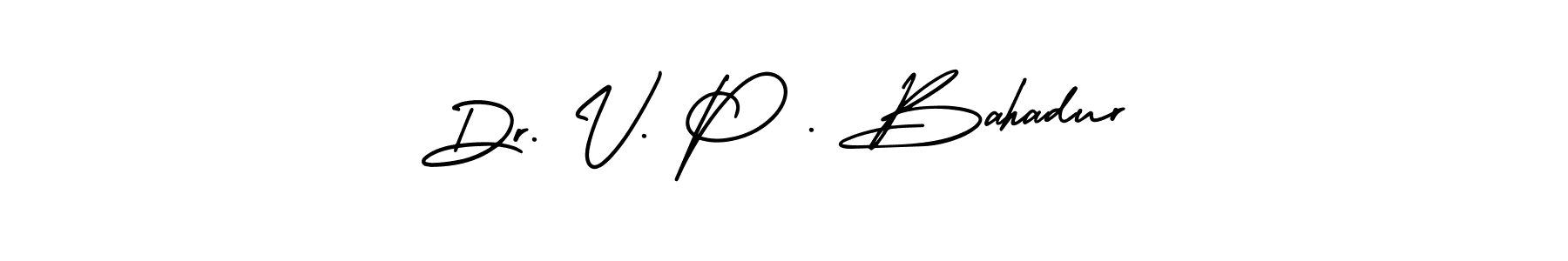 The best way (AmerikaSignatureDemo-Regular) to make a short signature is to pick only two or three words in your name. The name Dr. V. P . Bahadur include a total of six letters. For converting this name. Dr. V. P . Bahadur signature style 3 images and pictures png