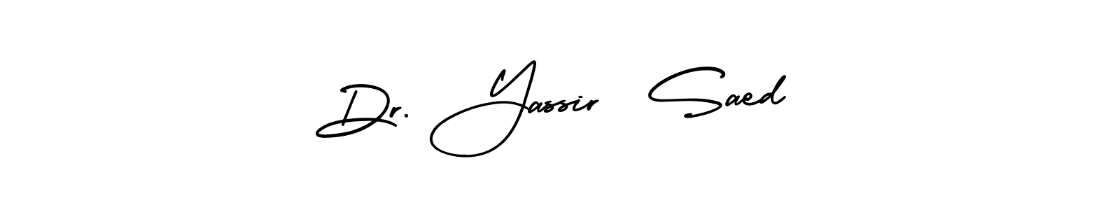 The best way (AmerikaSignatureDemo-Regular) to make a short signature is to pick only two or three words in your name. The name Dr. Yassir  Saed include a total of six letters. For converting this name. Dr. Yassir  Saed signature style 3 images and pictures png