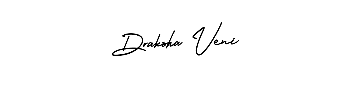 You should practise on your own different ways (AmerikaSignatureDemo-Regular) to write your name (Draksha Veni) in signature. don't let someone else do it for you. Draksha Veni signature style 3 images and pictures png