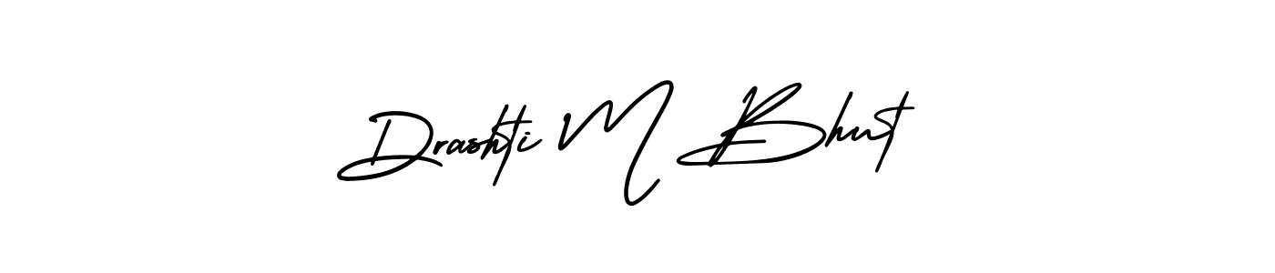 You should practise on your own different ways (AmerikaSignatureDemo-Regular) to write your name (Drashti M Bhut) in signature. don't let someone else do it for you. Drashti M Bhut signature style 3 images and pictures png