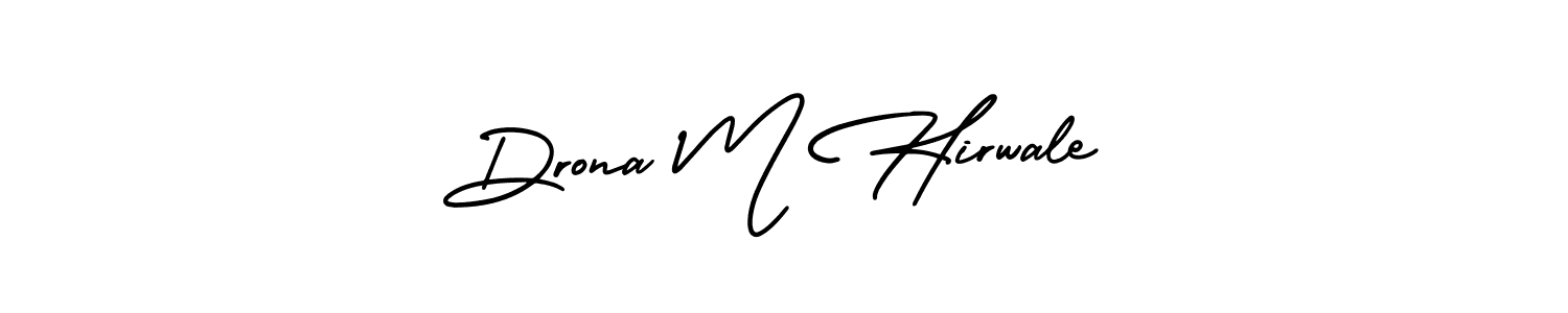 The best way (AmerikaSignatureDemo-Regular) to make a short signature is to pick only two or three words in your name. The name Drona M Hirwale include a total of six letters. For converting this name. Drona M Hirwale signature style 3 images and pictures png