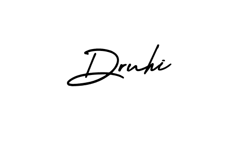 You should practise on your own different ways (AmerikaSignatureDemo-Regular) to write your name (Druhi) in signature. don't let someone else do it for you. Druhi signature style 3 images and pictures png