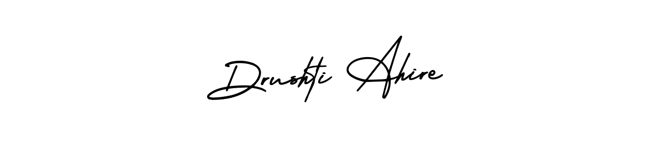 How to make Drushti Ahire name signature. Use AmerikaSignatureDemo-Regular style for creating short signs online. This is the latest handwritten sign. Drushti Ahire signature style 3 images and pictures png