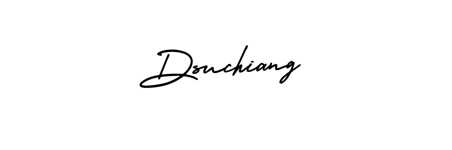 You should practise on your own different ways (AmerikaSignatureDemo-Regular) to write your name (Dsuchiang) in signature. don't let someone else do it for you. Dsuchiang signature style 3 images and pictures png