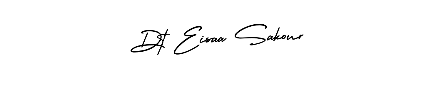 You should practise on your own different ways (AmerikaSignatureDemo-Regular) to write your name (Dt Eisaa Sakour) in signature. don't let someone else do it for you. Dt Eisaa Sakour signature style 3 images and pictures png