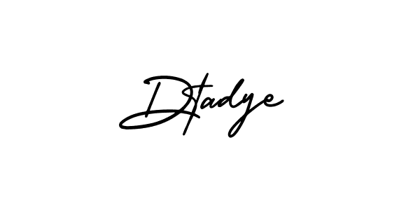 You should practise on your own different ways (AmerikaSignatureDemo-Regular) to write your name (Dtadye) in signature. don't let someone else do it for you. Dtadye signature style 3 images and pictures png