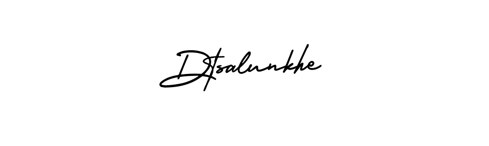 You should practise on your own different ways (AmerikaSignatureDemo-Regular) to write your name (Dtsalunkhe) in signature. don't let someone else do it for you. Dtsalunkhe signature style 3 images and pictures png