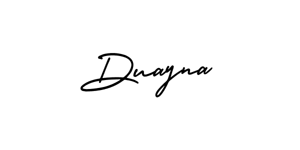 Use a signature maker to create a handwritten signature online. With this signature software, you can design (AmerikaSignatureDemo-Regular) your own signature for name Duayna. Duayna signature style 3 images and pictures png