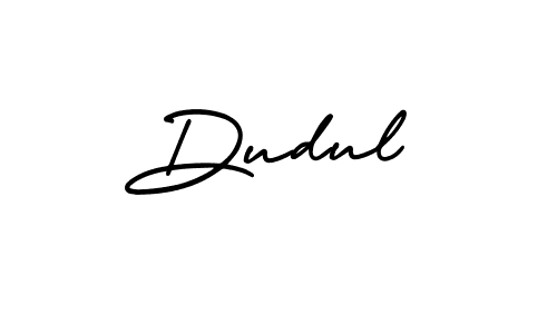 You should practise on your own different ways (AmerikaSignatureDemo-Regular) to write your name (Dudul) in signature. don't let someone else do it for you. Dudul signature style 3 images and pictures png