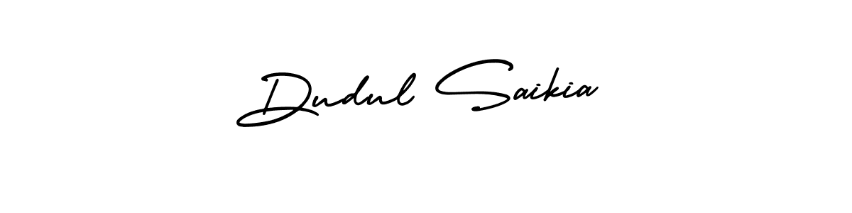 You should practise on your own different ways (AmerikaSignatureDemo-Regular) to write your name (Dudul Saikia) in signature. don't let someone else do it for you. Dudul Saikia signature style 3 images and pictures png