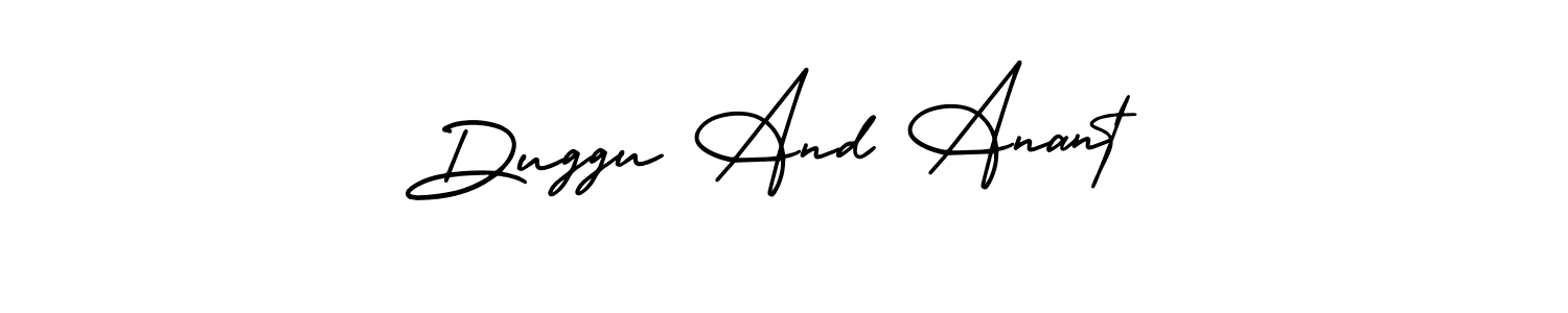 This is the best signature style for the Duggu And Anant name. Also you like these signature font (AmerikaSignatureDemo-Regular). Mix name signature. Duggu And Anant signature style 3 images and pictures png