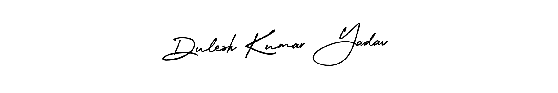 You should practise on your own different ways (AmerikaSignatureDemo-Regular) to write your name (Dulesh Kumar Yadav) in signature. don't let someone else do it for you. Dulesh Kumar Yadav signature style 3 images and pictures png