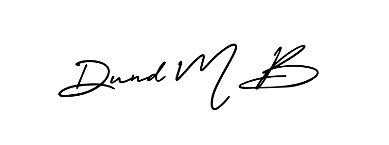 The best way (AmerikaSignatureDemo-Regular) to make a short signature is to pick only two or three words in your name. The name Dund M B include a total of six letters. For converting this name. Dund M B signature style 3 images and pictures png