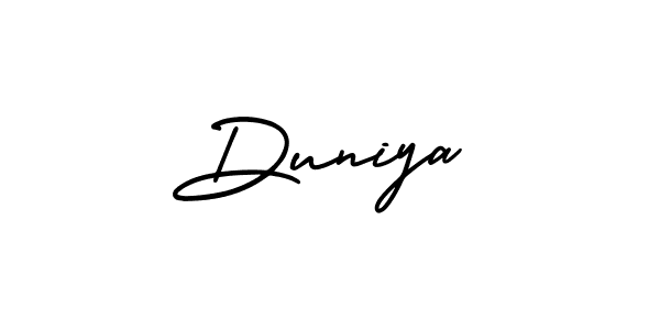 Create a beautiful signature design for name Duniya. With this signature (AmerikaSignatureDemo-Regular) fonts, you can make a handwritten signature for free. Duniya signature style 3 images and pictures png