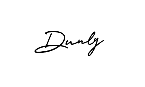 The best way (AmerikaSignatureDemo-Regular) to make a short signature is to pick only two or three words in your name. The name Dunly include a total of six letters. For converting this name. Dunly signature style 3 images and pictures png