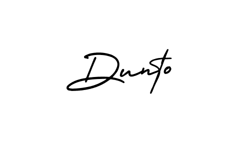 The best way (AmerikaSignatureDemo-Regular) to make a short signature is to pick only two or three words in your name. The name Dunto include a total of six letters. For converting this name. Dunto signature style 3 images and pictures png