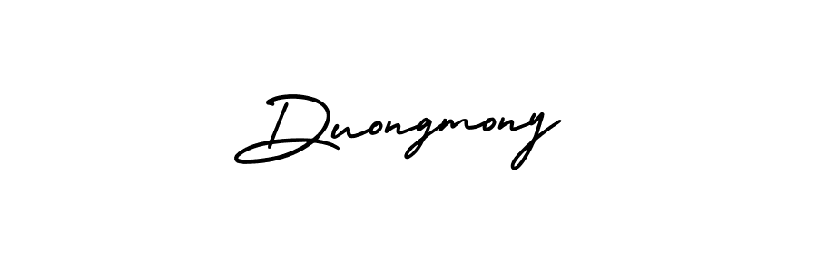 The best way (AmerikaSignatureDemo-Regular) to make a short signature is to pick only two or three words in your name. The name Duongmony include a total of six letters. For converting this name. Duongmony signature style 3 images and pictures png