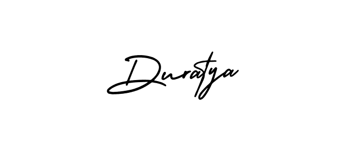 You should practise on your own different ways (AmerikaSignatureDemo-Regular) to write your name (Duratya) in signature. don't let someone else do it for you. Duratya signature style 3 images and pictures png
