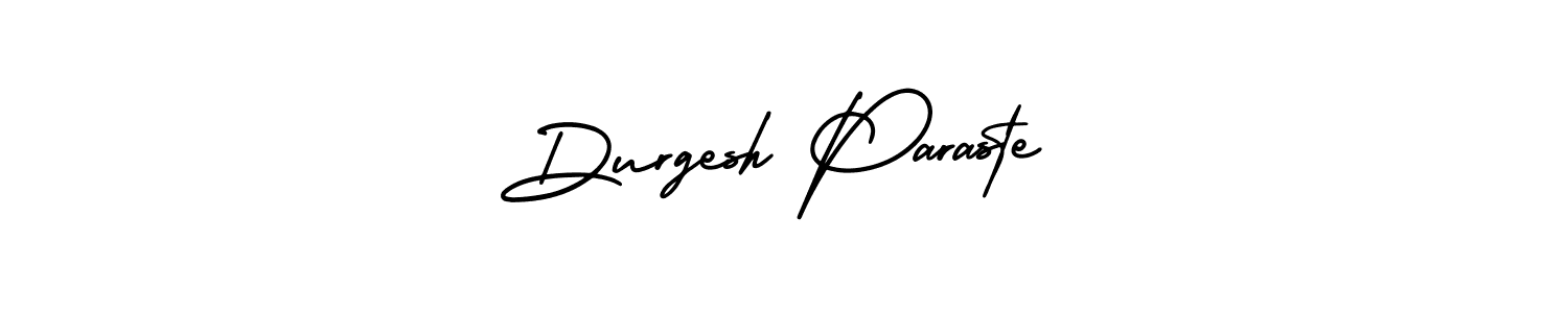 You should practise on your own different ways (AmerikaSignatureDemo-Regular) to write your name (Durgesh Paraste) in signature. don't let someone else do it for you. Durgesh Paraste signature style 3 images and pictures png