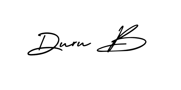 The best way (AmerikaSignatureDemo-Regular) to make a short signature is to pick only two or three words in your name. The name Duru B include a total of six letters. For converting this name. Duru B signature style 3 images and pictures png