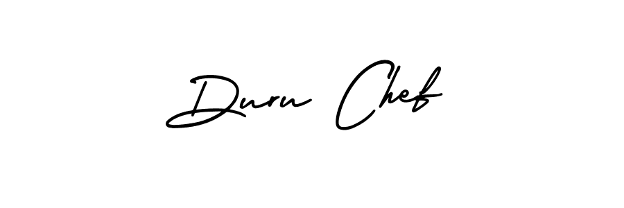 How to make Duru Chef name signature. Use AmerikaSignatureDemo-Regular style for creating short signs online. This is the latest handwritten sign. Duru Chef signature style 3 images and pictures png