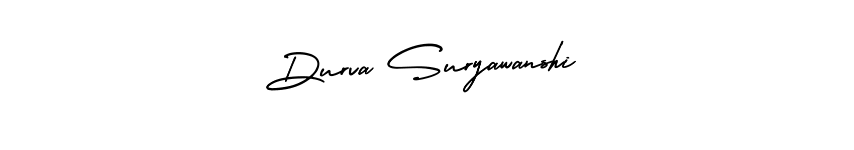 You should practise on your own different ways (AmerikaSignatureDemo-Regular) to write your name (Durva Suryawanshi) in signature. don't let someone else do it for you. Durva Suryawanshi signature style 3 images and pictures png