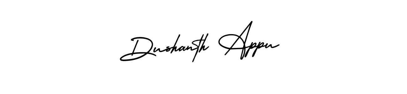 The best way (AmerikaSignatureDemo-Regular) to make a short signature is to pick only two or three words in your name. The name Dushanth Appu include a total of six letters. For converting this name. Dushanth Appu signature style 3 images and pictures png