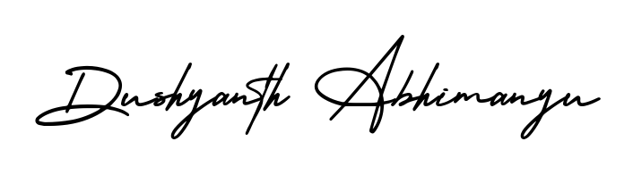 Discover the perfect balance of readability and style for Dushyanth Abhimanyu with AmerikaSignatureDemo-Regular font. Create your dream signature today. Dushyanth Abhimanyu signature style 3 images and pictures png