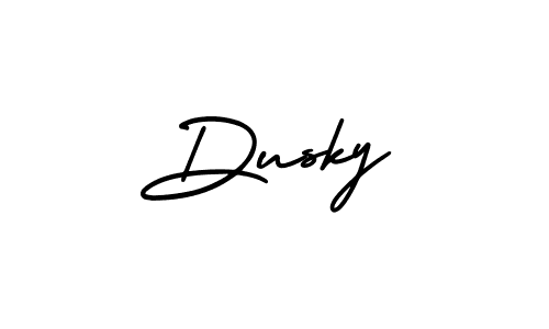 You should practise on your own different ways (AmerikaSignatureDemo-Regular) to write your name (Dusky) in signature. don't let someone else do it for you. Dusky signature style 3 images and pictures png