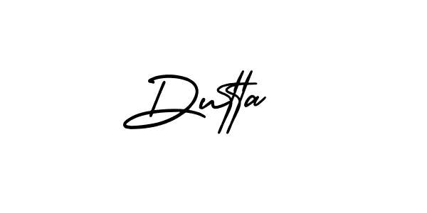 The best way (AmerikaSignatureDemo-Regular) to make a short signature is to pick only two or three words in your name. The name Dutta  include a total of six letters. For converting this name. Dutta  signature style 3 images and pictures png