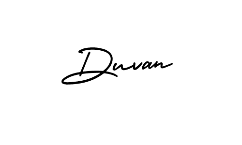 Use a signature maker to create a handwritten signature online. With this signature software, you can design (AmerikaSignatureDemo-Regular) your own signature for name Duvan. Duvan signature style 3 images and pictures png