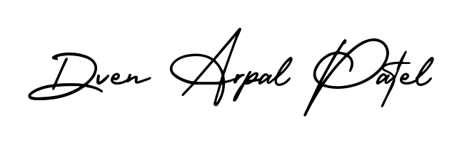 Looking for an artistic signature for Dven Arpal Patel? The AmerikaSignatureDemo-Regular calligraphy style gives a sophisticated flow suitable for business cards and emails. Dven Arpal Patel signature style 3 images and pictures png