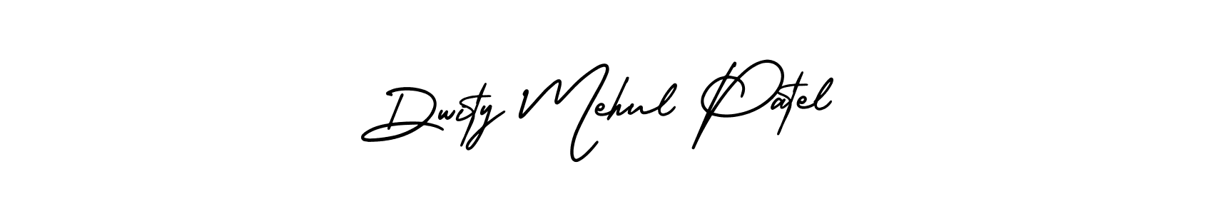 The best way (AmerikaSignatureDemo-Regular) to make a short signature is to pick only two or three words in your name. The name Dwity Mehul Patel include a total of six letters. For converting this name. Dwity Mehul Patel signature style 3 images and pictures png