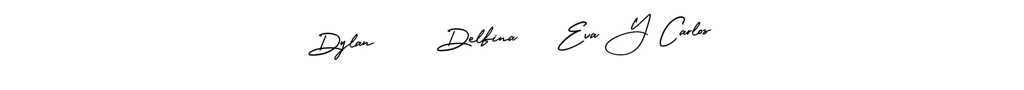 Design your own signature with our free online signature maker. With this signature software, you can create a handwritten (AmerikaSignatureDemo-Regular) signature for name Dylan      Delfina    Eva Y Carlos. Dylan      Delfina    Eva Y Carlos signature style 3 images and pictures png