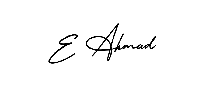 The best way (AmerikaSignatureDemo-Regular) to make a short signature is to pick only two or three words in your name. The name E Ahmad include a total of six letters. For converting this name. E Ahmad signature style 3 images and pictures png