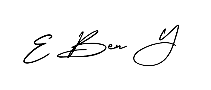 How to make E Ben Y name signature. Use AmerikaSignatureDemo-Regular style for creating short signs online. This is the latest handwritten sign. E Ben Y signature style 3 images and pictures png