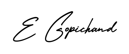 A dynamic signature style for E Gopichand using AmerikaSignatureDemo-Regular script. Designed to look authentic, handwritten, and professional. E Gopichand signature style 3 images and pictures png