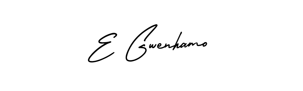 This is the best signature style for the E Gwenhamo name. Also you like these signature font (AmerikaSignatureDemo-Regular). Mix name signature. E Gwenhamo signature style 3 images and pictures png