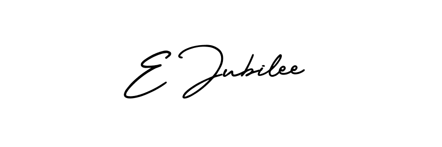 How to make E Jubilee name signature. Use AmerikaSignatureDemo-Regular style for creating short signs online. This is the latest handwritten sign. E Jubilee signature style 3 images and pictures png