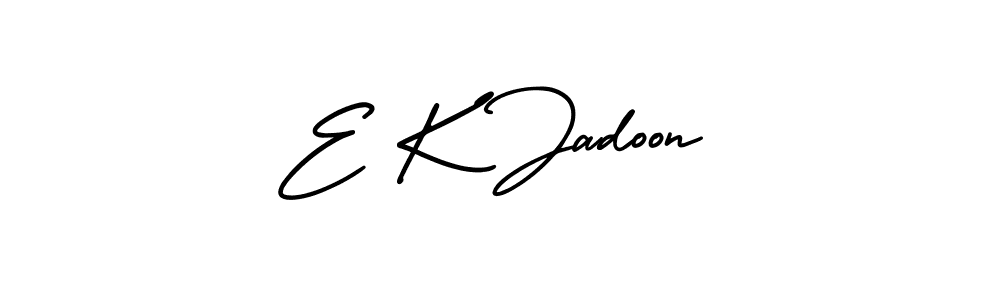 Similarly AmerikaSignatureDemo-Regular is the best handwritten signature design. Signature creator online .You can use it as an online autograph creator for name E K Jadoon. E K Jadoon signature style 3 images and pictures png