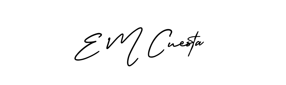 You should practise on your own different ways (AmerikaSignatureDemo-Regular) to write your name (E M Cuesta) in signature. don't let someone else do it for you. E M Cuesta signature style 3 images and pictures png